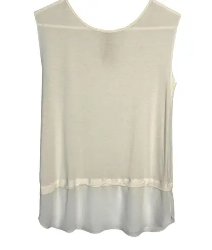 Bailey 44 Women’s Tank With Sheer Panel Detail Size Medium Cream/Ivory EUC