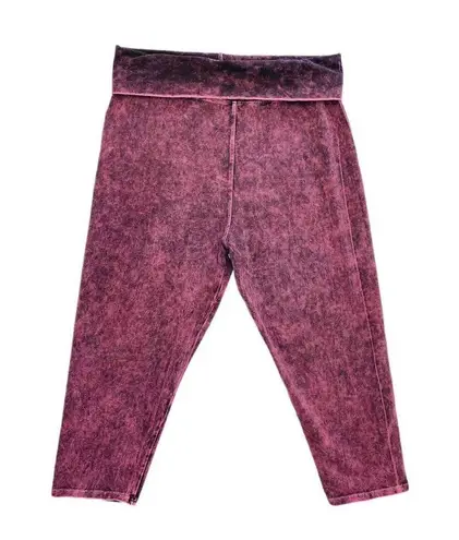 T Party Fashion T Party Pink Black Acid Wash Cropped Loungewear Workout Leggings
