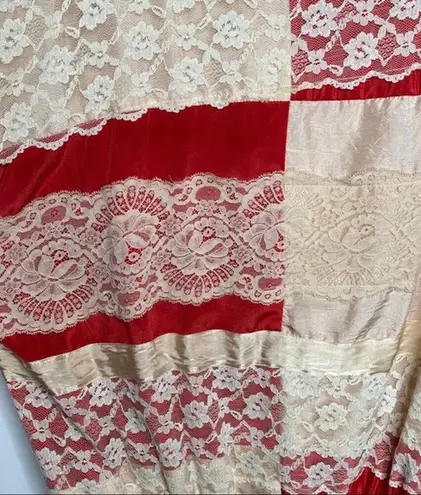 Vintage 1960's Cottage Blossom Red Lace Shirt Blouse One Size Made in Australia Size L