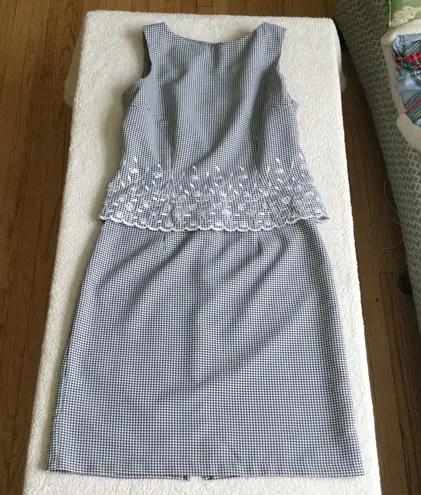 Connected Apparel Vintage 90s Gingham Floral Embroidered Two Piece Skirt Set by - Sz 12