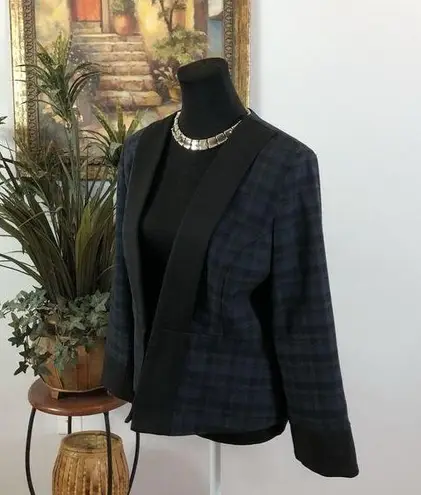 Wame Women Jacket 44 Academia Plaid Military Open Front Lined Contrasting Trim Size undefined