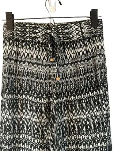 Denimlicious Black & White Print Boho Wide Leg Lounge Pants Women Sz S