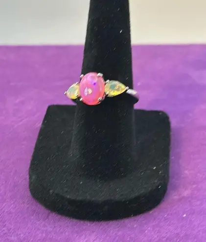 Size 6 pink opal and faceted WELO Opal. Platinum over sterling silver. Gorgeous​
