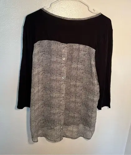 Loveappella Stitch Fix Mani Button Mixed Media Knit Top