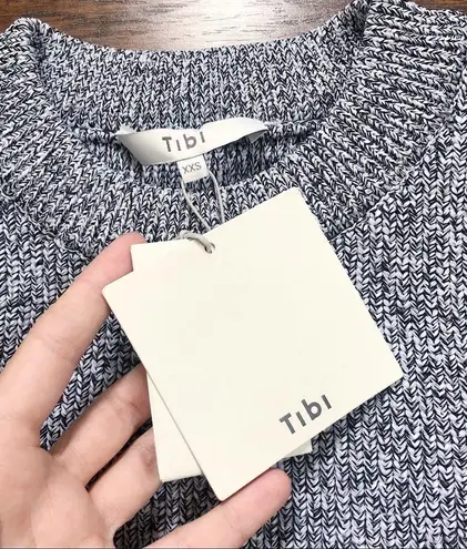 Tibi • Tech Poly Sculpted Sweater Mini Dress grey knit chunky heathered black