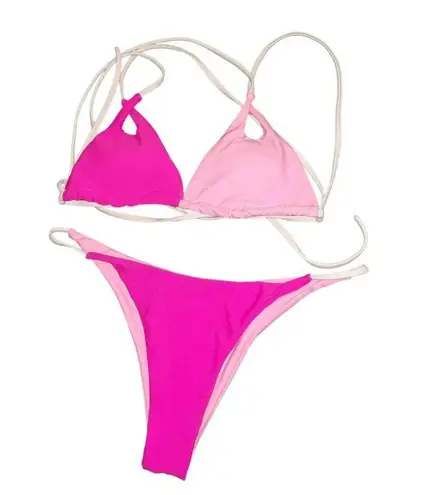 Two Tone Pink Bikini Set Size Medium