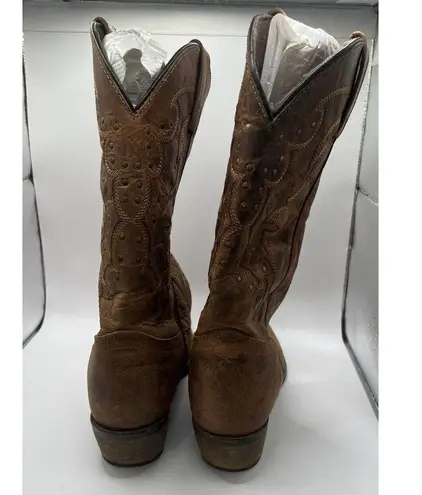 Ladies Rawhide by Abilene Brown Leather Studs Snip Toe Western Boots Size: 9 1/2 Size undefined