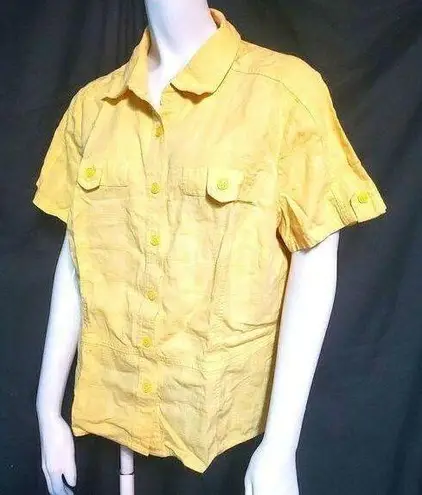 cj banks  Yellow Short Sleeve Button Down Shirt (X)