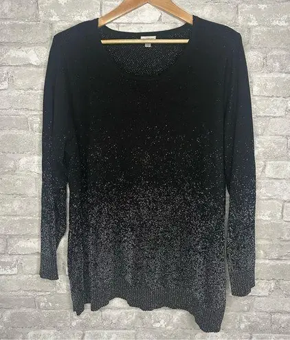 Avenue Womenâs Long Sleeve Sweater with Gradient Sparkle Size 22/24 (RN138302) Black