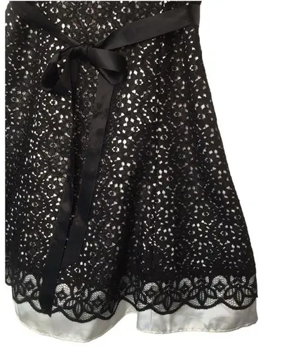 Gunne Sax Vintage Jessica McClintock Dress Womens 3 4 Cocktail Lace Overlay Blk
