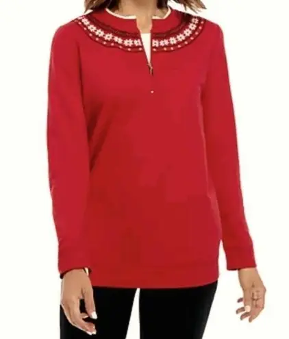 kim rogers  Sweatshirt Red Fair Isle