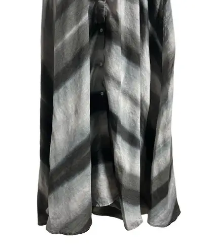 Officine Générale Nadia Gray Striped Linen Short Sleeve Button Front Shirt Dress Size L