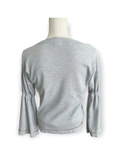 Baea women Gray Flare Sleeve Thermal Knit T