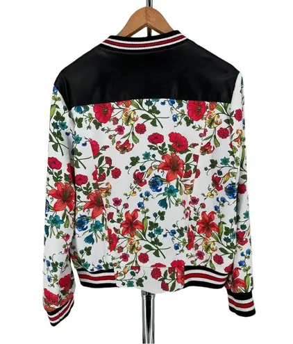 Olivia Culpo x Le Tote Reversible Bomber Jacket Floral Print Faux Leather size L Size L