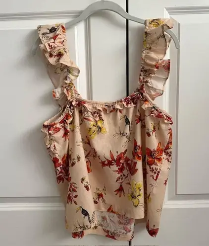 Evereve Char Floral Flutter Tank Size: L Color: Blush Pink Floral Pattern