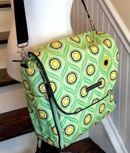 PETUNIA PICKLE BOTTOM Green Yellow Floral Backpack Adjust Crossbody Baby Bag