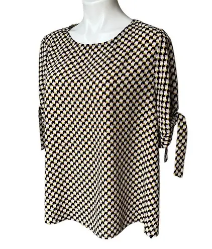 Everleigh Loose Fit Geometric Print Hi-Low Hem Blouse, Sz L