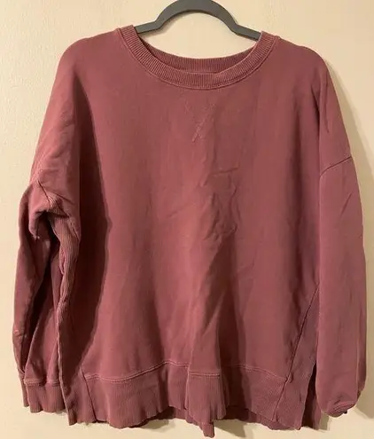 Lucky Brand Womens  Mauve Oversized Crewneck Sweatshirt Side Slits Size Small