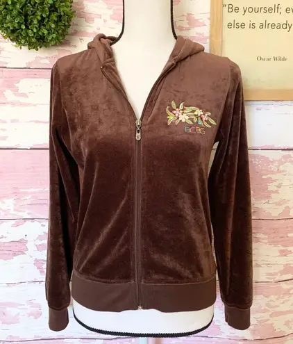 BCBGMAXAZRIA Women’s Brown Velour Bird Embroidered Jacket in a size Small