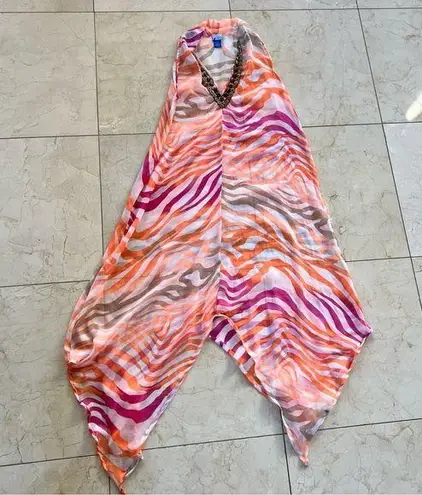 Soaked Orange/Pink Neon Patterned Beach Coverup Sz S/M Pink