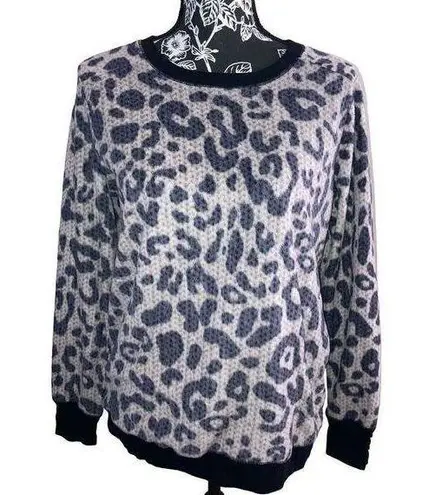 Vera Wang Simply Vera Leopard Sweater Cheetah Animal Print Soft Pajamas Sleep Loungewear