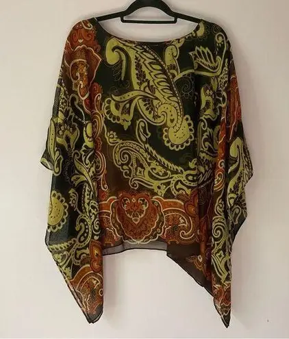 Susan Graver  QVC Poncho 3X Chiffon Boho Paisley