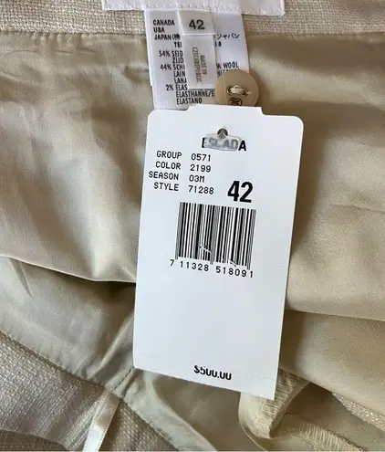 Escada Skirt Creamy Tan Silk & Wool Blend Pencil Skirt Sz EU 42 NWT Neutral