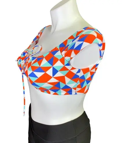 Raisin's Womens Bikini Swimsuit Top Colorful Triangle Geo Print Beach Swimwear XL