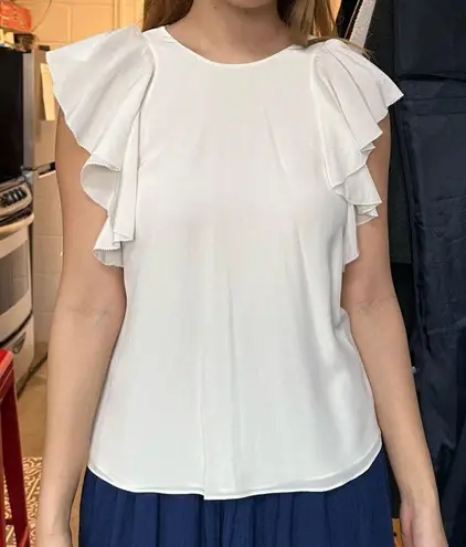 Alexis White silk butterfly ruffle sleeve blouse top