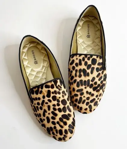 Birdies The Starling Flat Loafers in Cheetah Calf Hair Leather Tan Women's 6