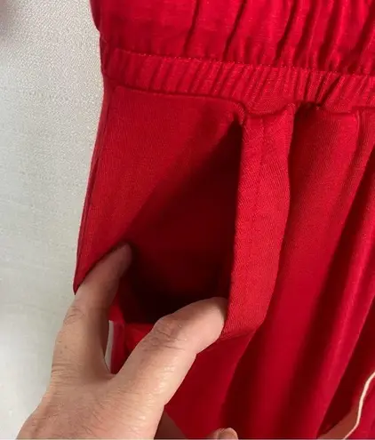 ALBION FIT Red The Merry Bamboo Long Sleeve Jumpsuit Sz.XS NWT