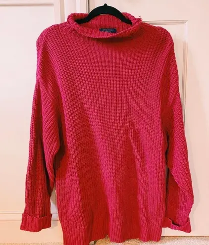 American Eagle OVERSIZED RED TUNIC SWEATER