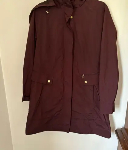 Cole Haan  wine colored hooded rain jacket