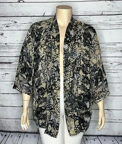 Daniel Rainn NWT Sz 2X Snakeskin Animal Print Open Front Chiffon Cardigan Jacket