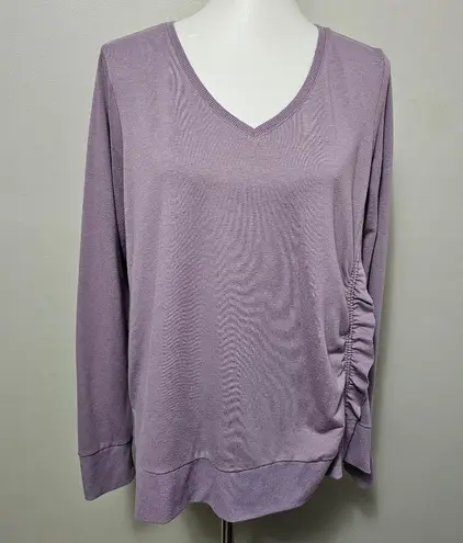 Simply Vera Vera Wang Lavender Ruffle Terrycloth Ruffle Sweatshirt Size Large Purple