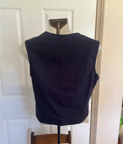 Good Luck Gem Med Solid Navy Blue sleeveless bows/snap vest top