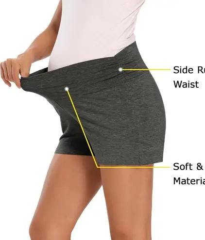 Women's Maternity Shorts Lounge Sleep Pajama Workout Comfy Stretchy Pregnancy Shorts Black Size L