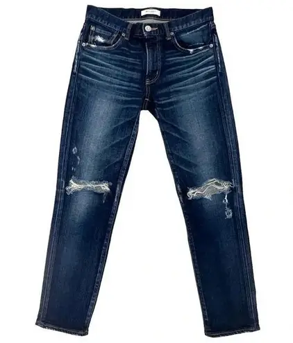 MOUSSY VINTAGE Ankle Boyfriend Distressed Jeans Dark Wash Denim Premium Size 27 Blue