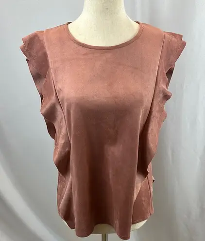 Freeway Apparel Women's Ruffled Sleeveless Top - Rose - missing button thumbnail 1