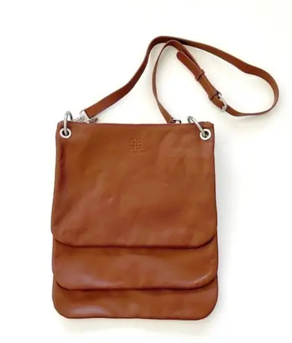 Tic Tac Toe Maxime Crossbody Three Piece Large Interchangeable Whiskey Leather Brown