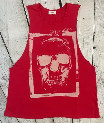 Silly Girl Red Skull Muscle Tank Top