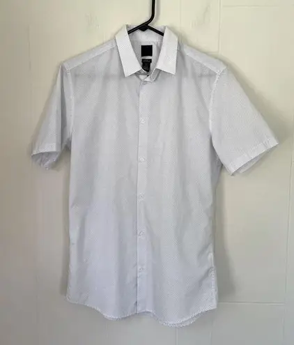 H&M  slim fit short sleeve button up collared shirt ~ micro polka dot ~ size US S - Image 1