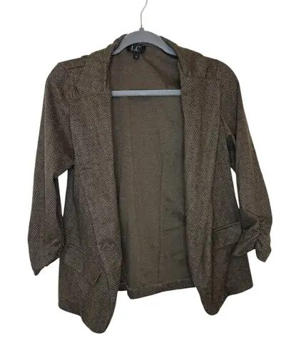 LC by Laura Cruz Brown Herringbone Knit Blazer Women’s S Fall Layering Piece