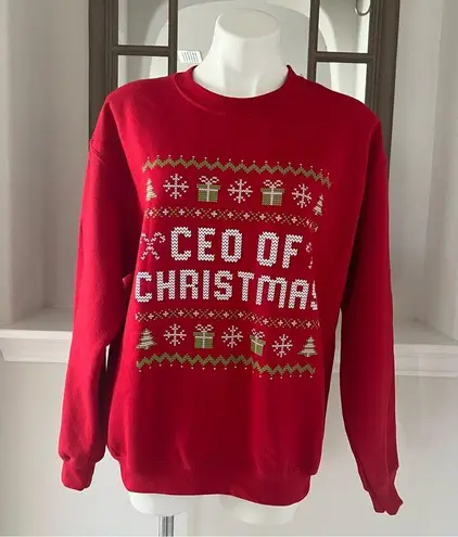 Phenomenal Graphic Christmas Sweatshirt Crew Neck Pullover Red Size M NEW Size M