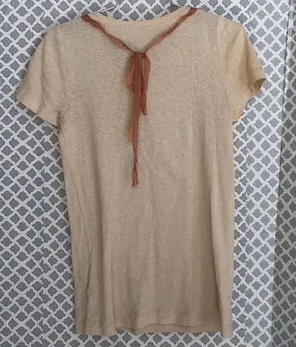 J.Crew  oatmeal embellished with blush ribbon tie bow soft tee‎ T Shirt women's S