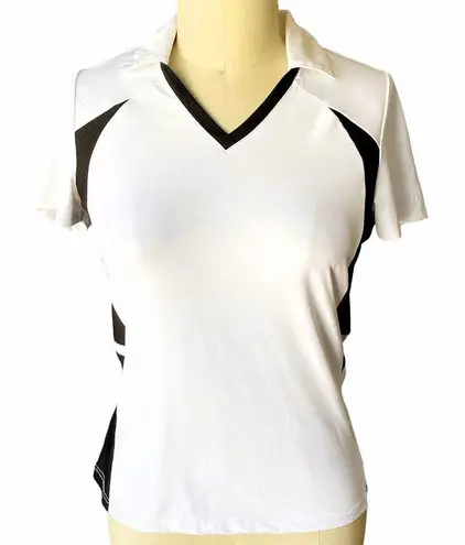 IZOD XFG White & Black Golf Polo Cool FX Activewear Top ~ Women's Size MEDIUM