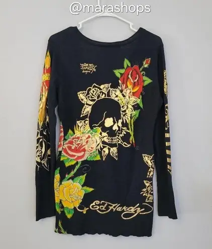 Ed Hardy Vintage  Y2K 00's V Neck Sweater