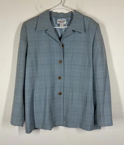 Pendleton VTG 100% Wool Women’s Blue Plaid Blazer Size 18