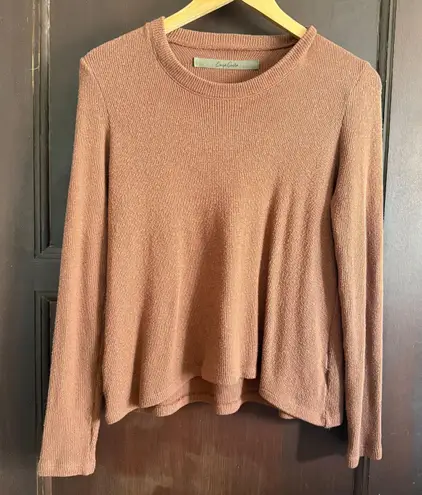 ENZO COSTA | Brown Long Sleeve Shirt RIb Knit | Extra Small Minimalist Size XS