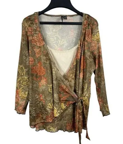 VTG Molly Maxi Mesh Fall Colors Connected Wrap Top L Y2K 90s Size L